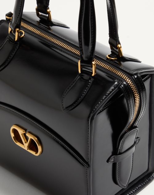 Valentino Garavani - Valentino Garavani Vain-case Bowling Bag In Shiny Calfskin - Black - Woman - Top Handle Bags